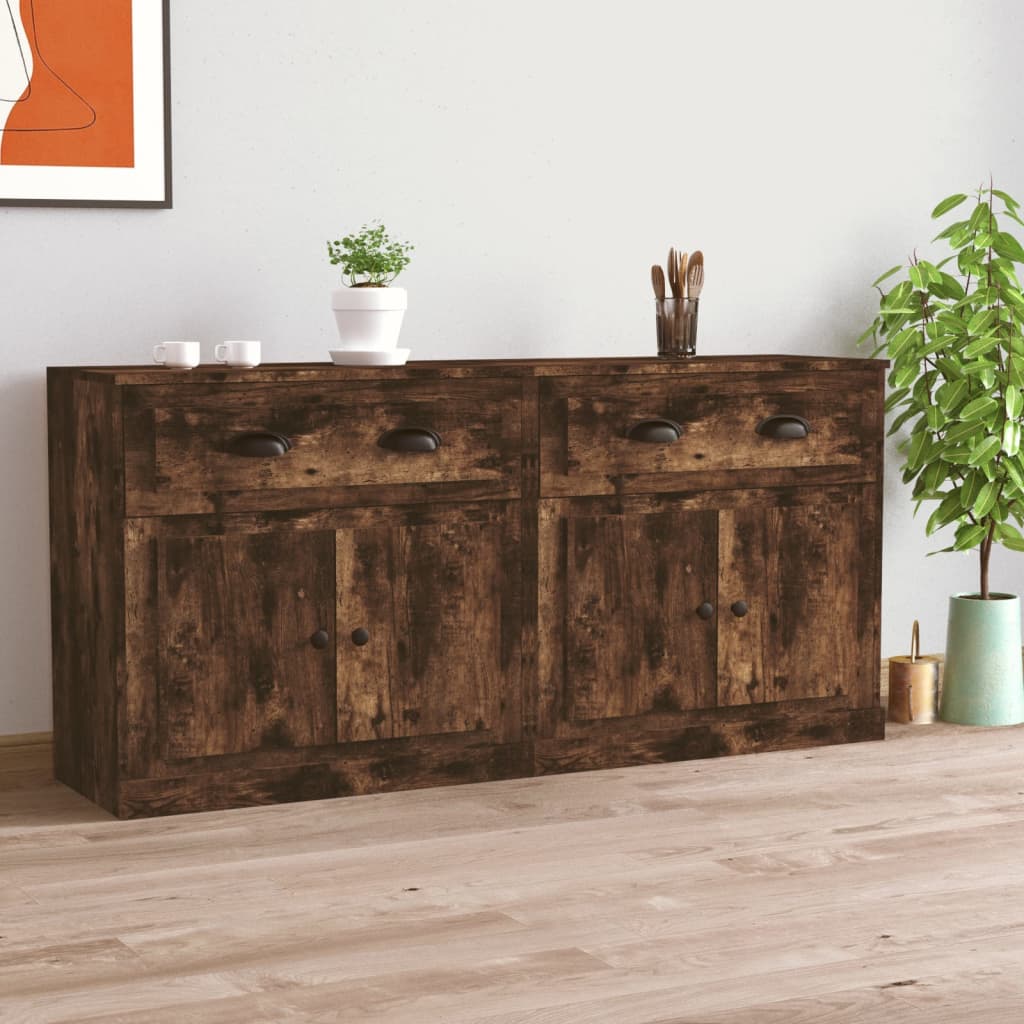 vidaXL Dressoirs 2 st bewerkt hout betongrijs - Aashly