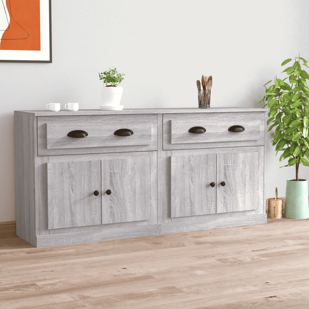 vidaXL Dressoirs 2 st bewerkt hout betongrijs - Aashly