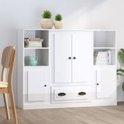 vidaXL High cabinets 3 pcs processed wood white