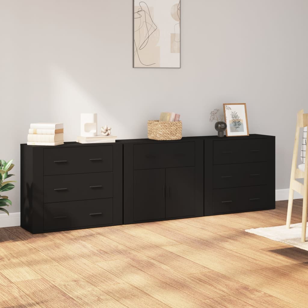 vidaXL Dressoirs 3 st bewerkt hout sonoma eiken - Aashly