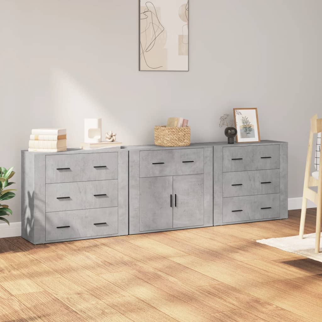 vidaXL Dressoirs 3 st bewerkt hout sonoma eiken - Aashly