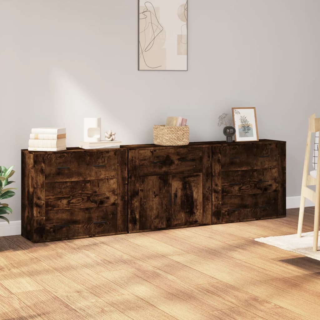 vidaXL Dressoirs 3 st bewerkt hout sonoma eiken - Aashly