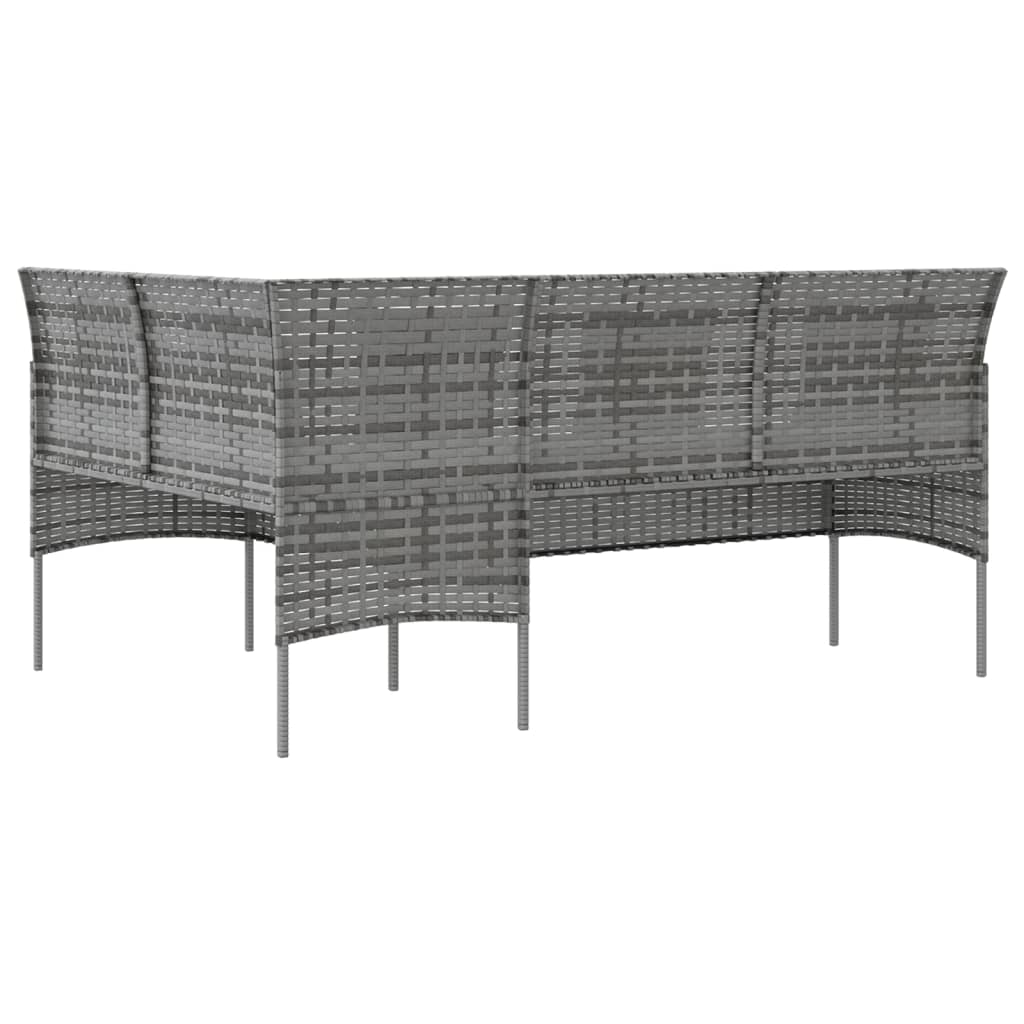 vidaXL Loungebank met kussens L-vormig poly rattan zwart - Aashly