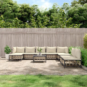 vidaXL 10-delige Loungeset met kussens poly rattan antracietkleurig - Aashly