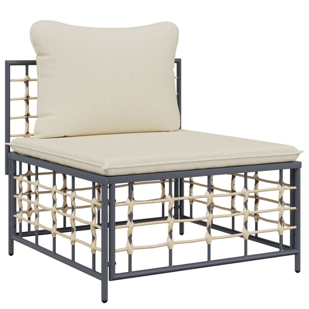 vidaXL 10-delige Loungeset met kussens poly rattan antracietkleurig - Aashly