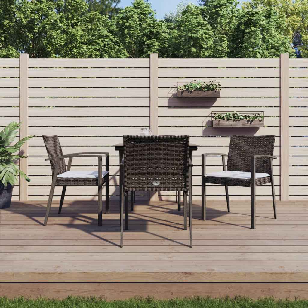 vidaXL 5-delige Tuinset met kussens poly rattan en staal