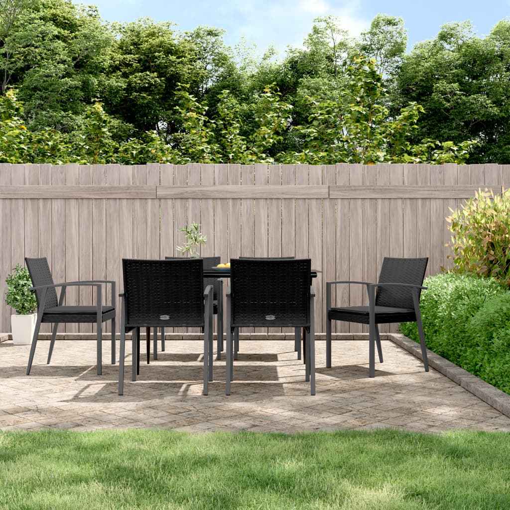 vidaXL 5-delige Tuinset met kussens poly rattan en staal
