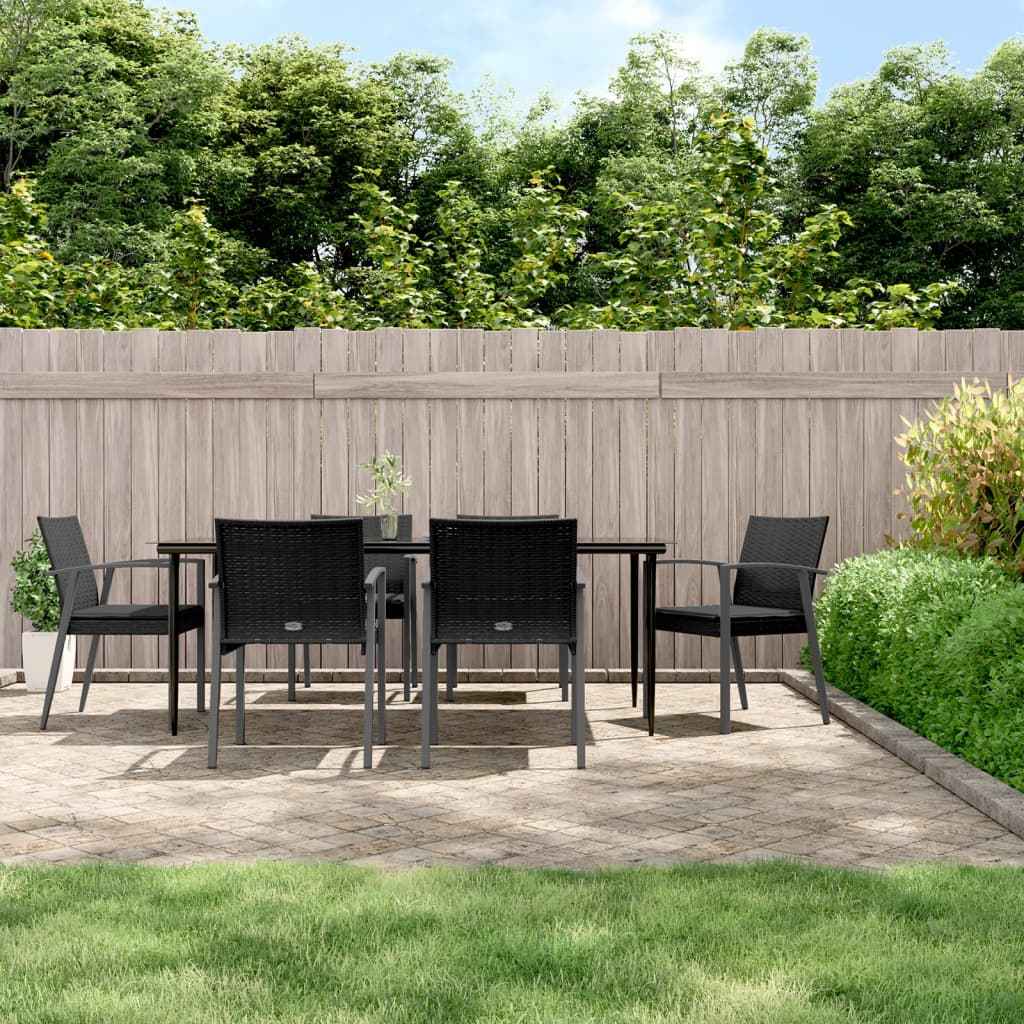 vidaXL 5-delige Tuinset met kussens poly rattan en staal
