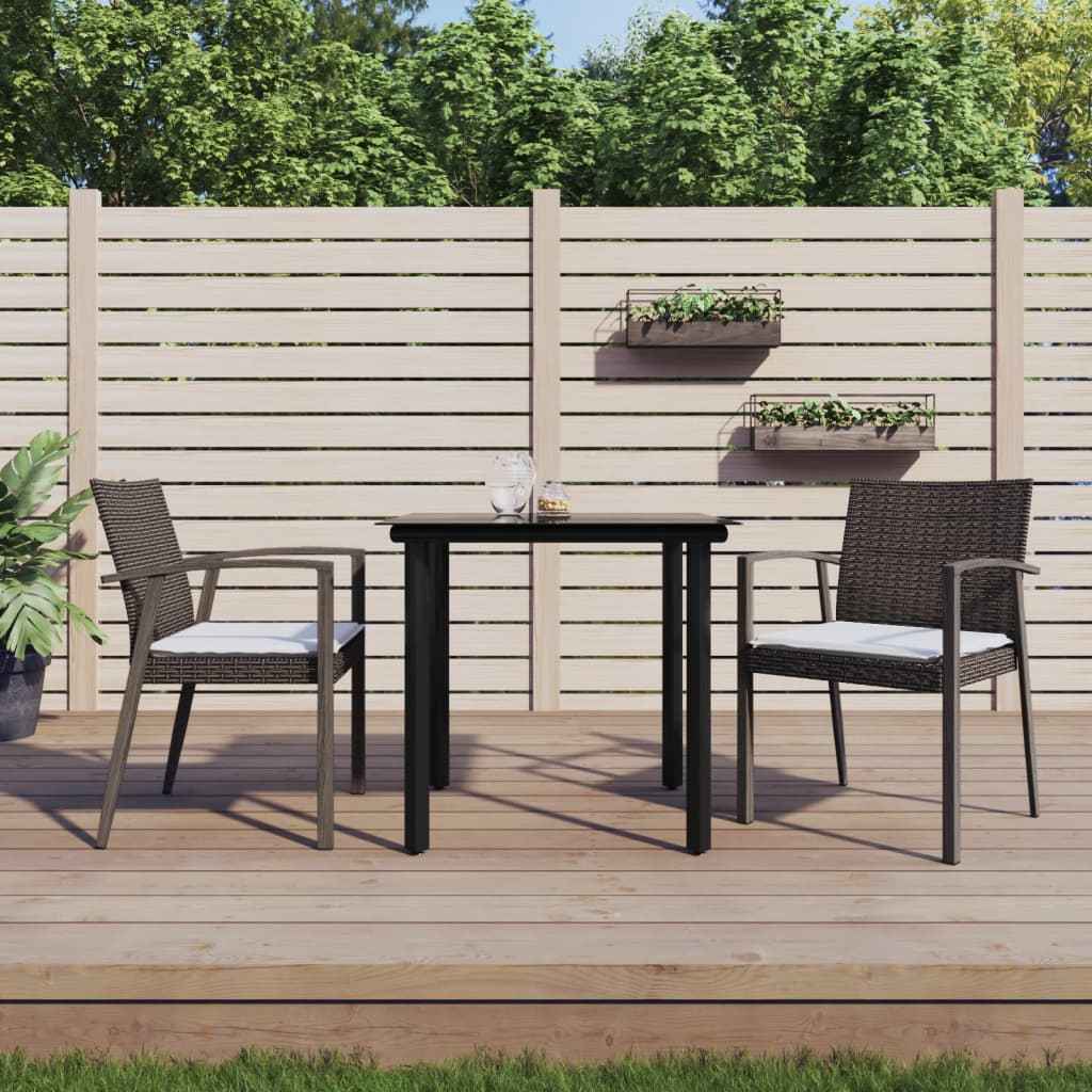 vidaXL 5-delige Tuinset met kussens poly rattan en staal