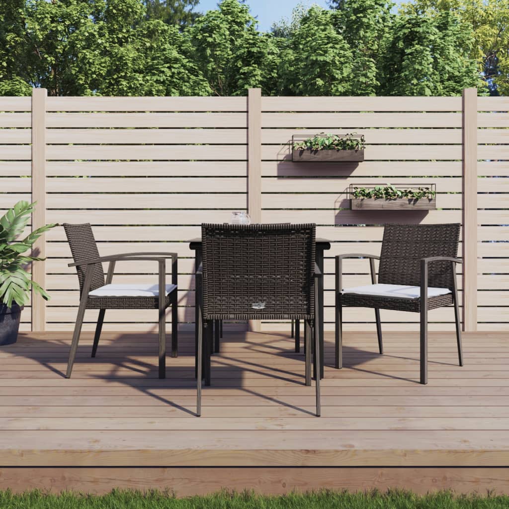 vidaXL 5-delige Tuinset met kussens poly rattan en staal