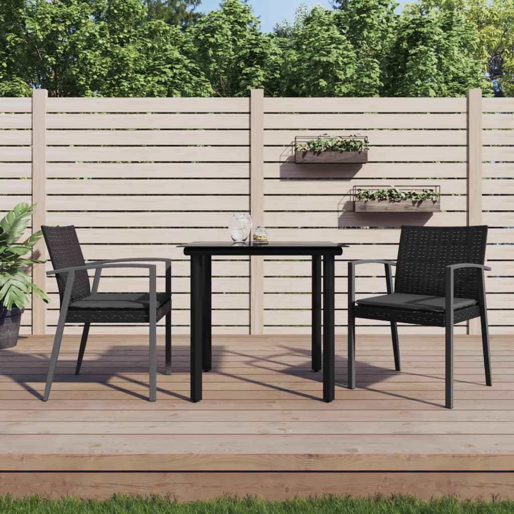 vidaXL 5-delige Tuinset met kussens poly rattan en staal