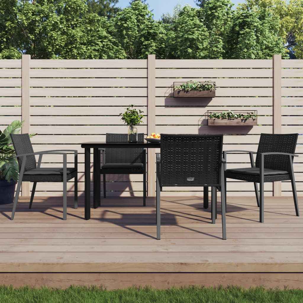 vidaXL 5-delige Tuinset met kussens poly rattan en staal