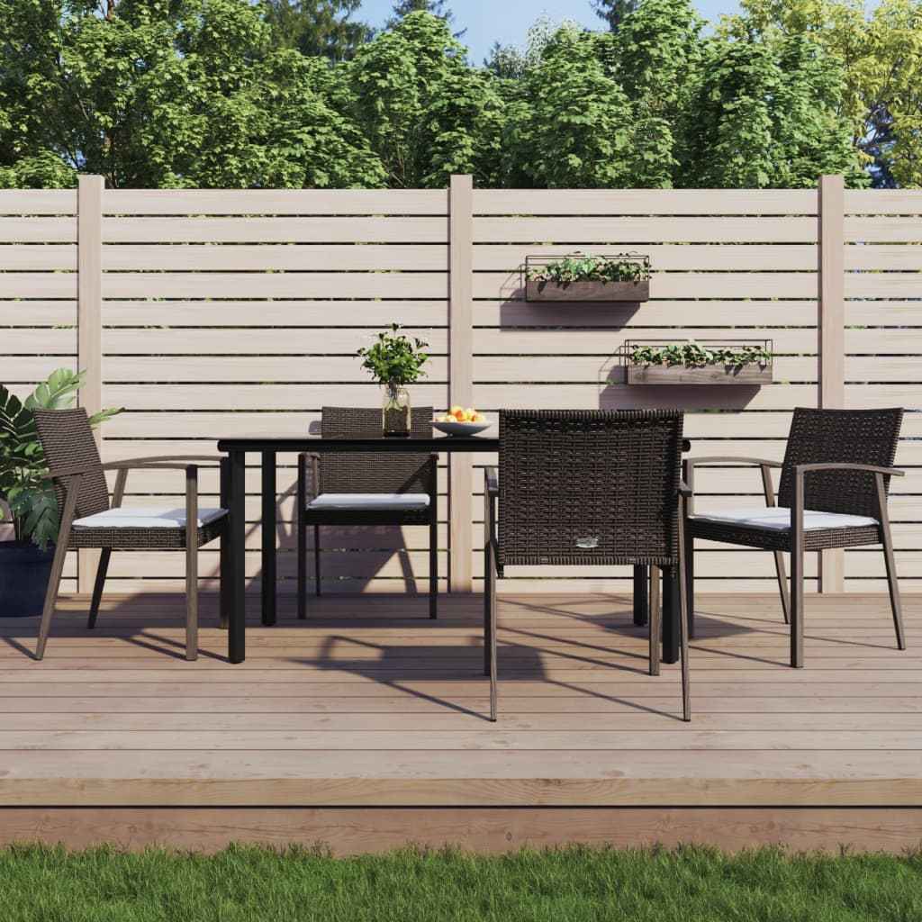 vidaXL 5-delige Tuinset met kussens poly rattan en staal