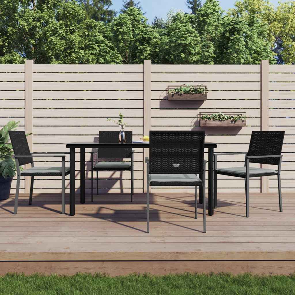 vidaXL 5-delige Tuinset met kussens poly rattan en staal