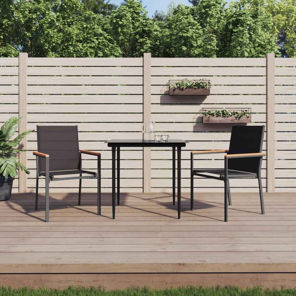 vidaXL 7-delige Tuinset textileen en staal zwart