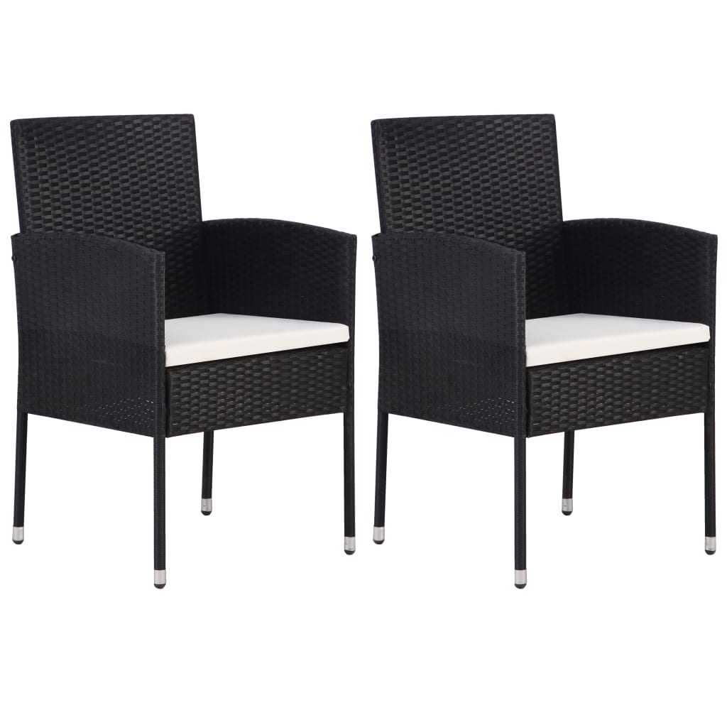 vidaXL Tuinstoelen 2 st met donkergrijze kussens poly rattan grijs - Aashly