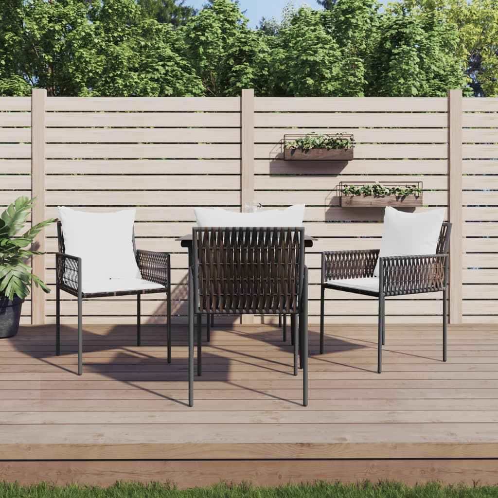 vidaXL 5-delige Tuinset met kussens poly rattan en staal