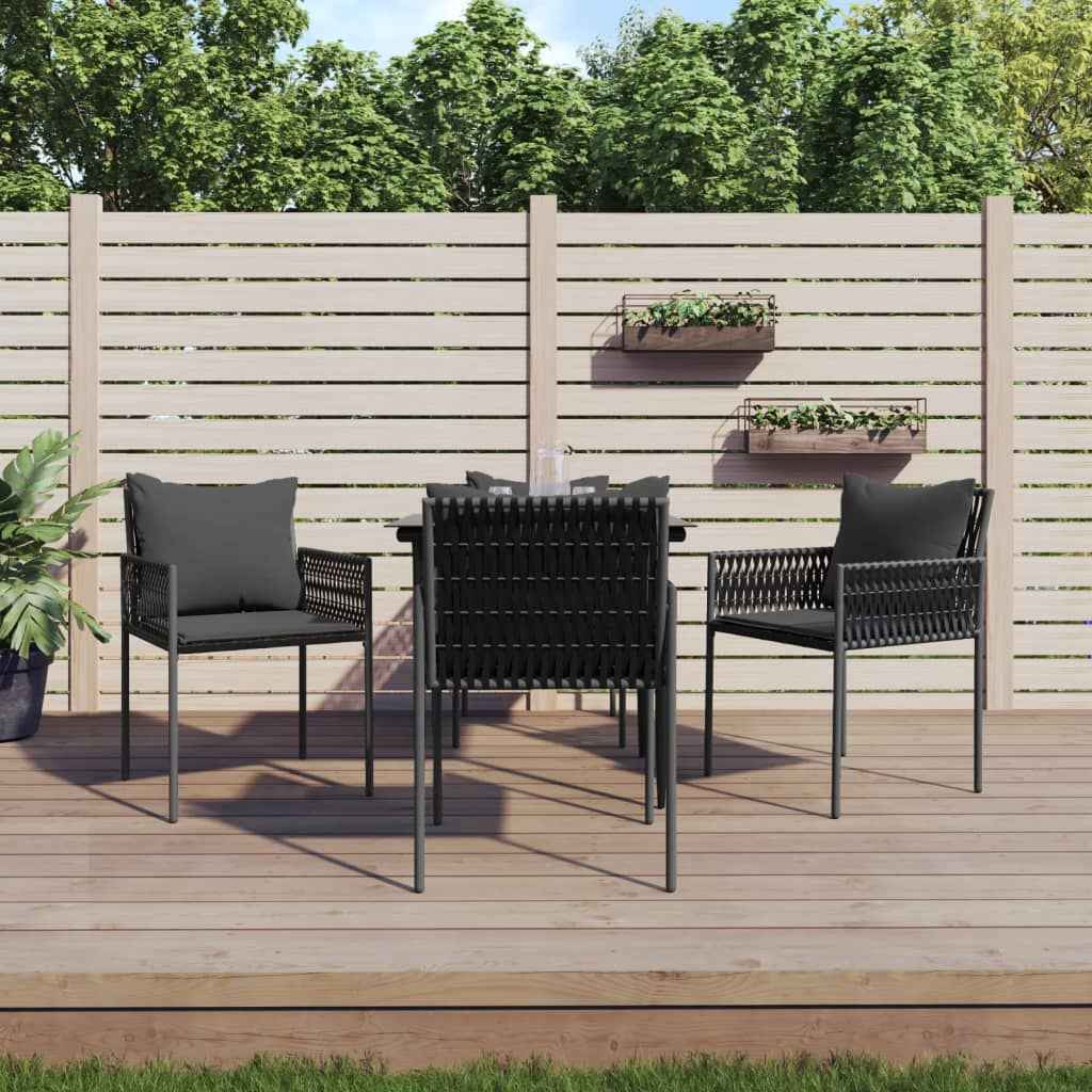 vidaXL 5-delige Tuinset met kussens poly rattan en staal