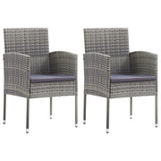 vidaXL Tuinstoelen 2 st met donkergrijze kussens poly rattan grijs - Aashly