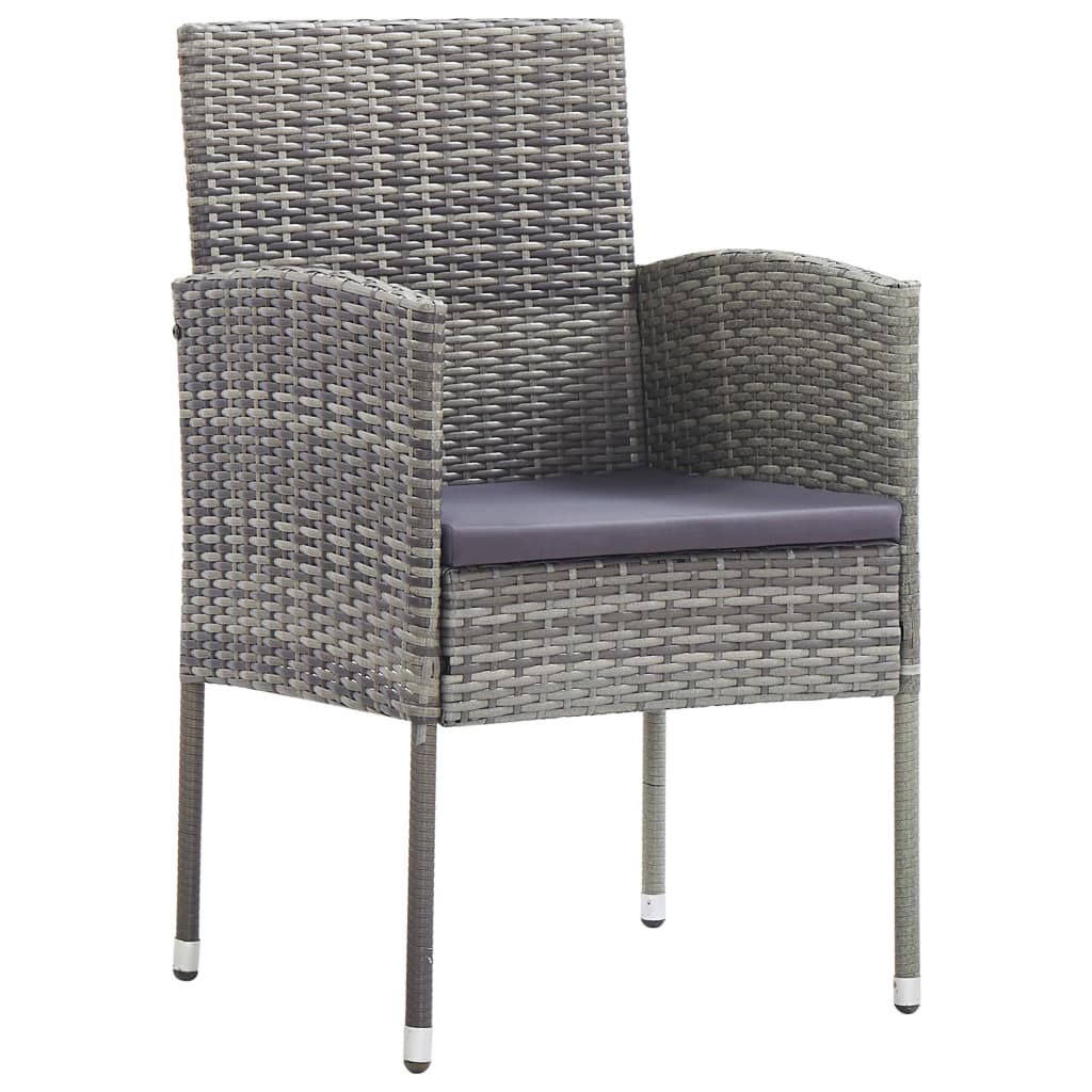 vidaXL Tuinstoelen 2 st met donkergrijze kussens poly rattan grijs - Aashly
