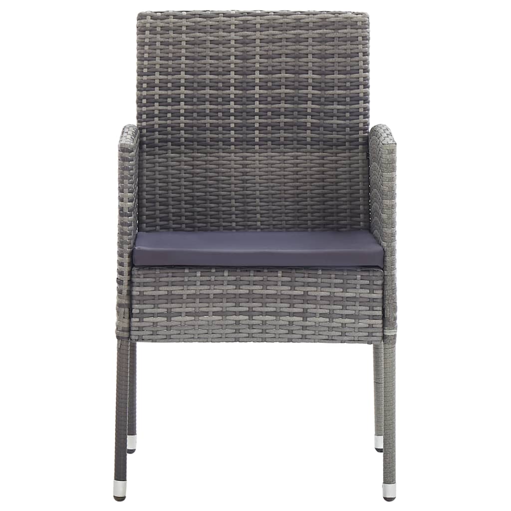 vidaXL Tuinstoelen 2 st met donkergrijze kussens poly rattan grijs - Aashly