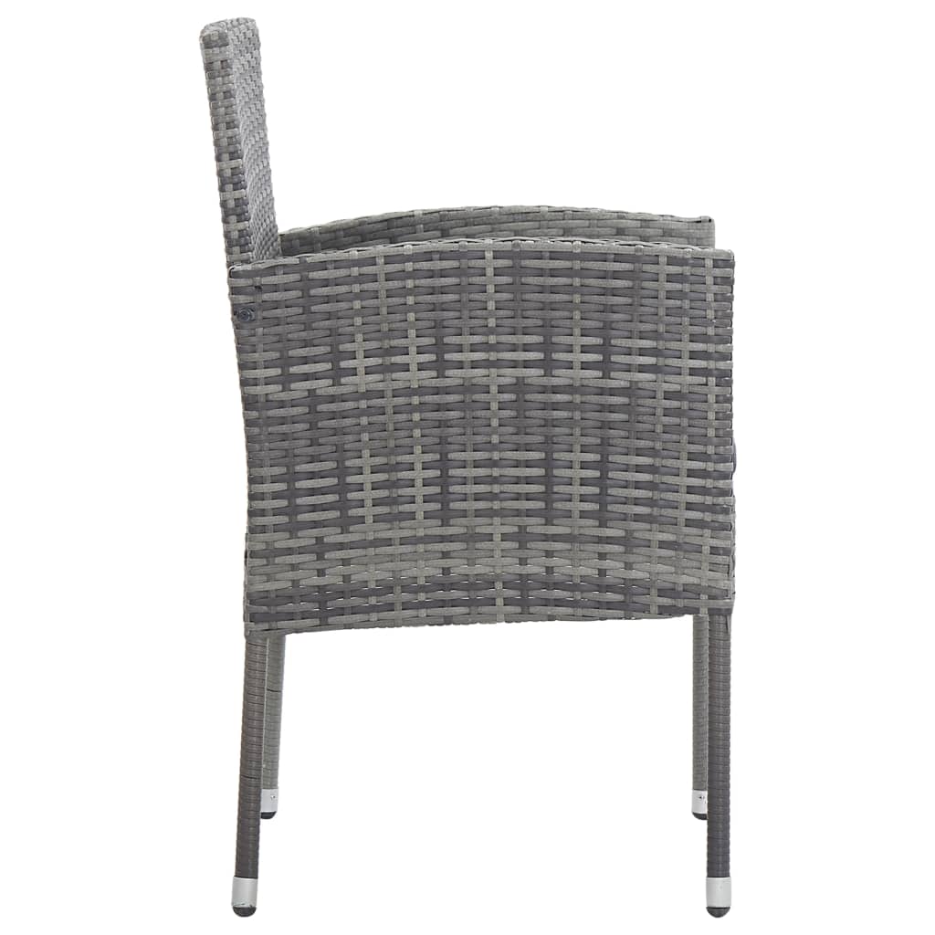vidaXL Tuinstoelen 2 st met donkergrijze kussens poly rattan grijs - Aashly