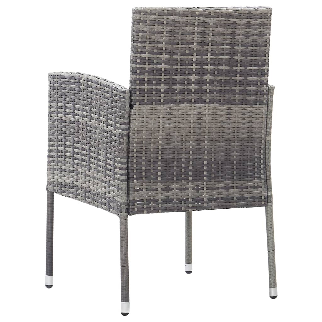 vidaXL Tuinstoelen 2 st met donkergrijze kussens poly rattan grijs - Aashly
