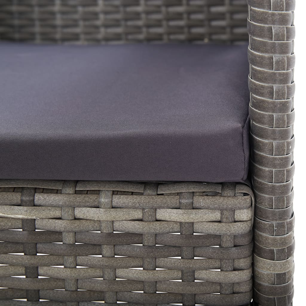 vidaXL Tuinstoelen 2 st met donkergrijze kussens poly rattan grijs - Aashly