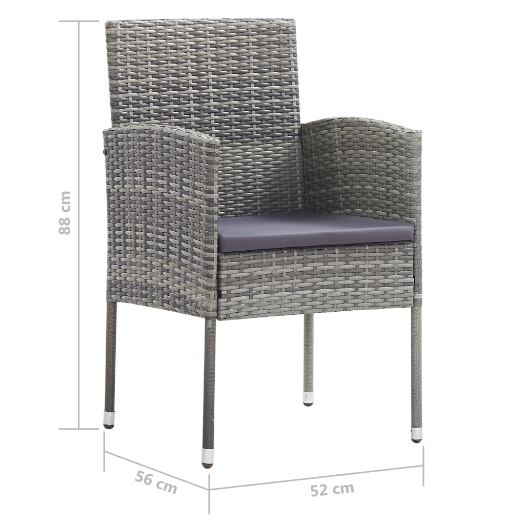 vidaXL Tuinstoelen 2 st met donkergrijze kussens poly rattan grijs - Aashly