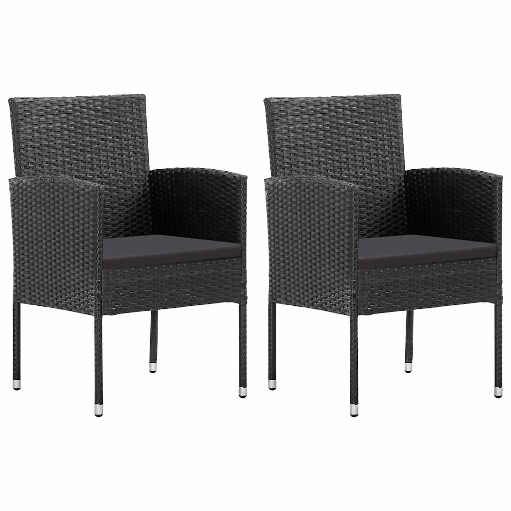 vidaXL Tuinstoelen 2 st met donkergrijze kussens poly rattan grijs - Aashly