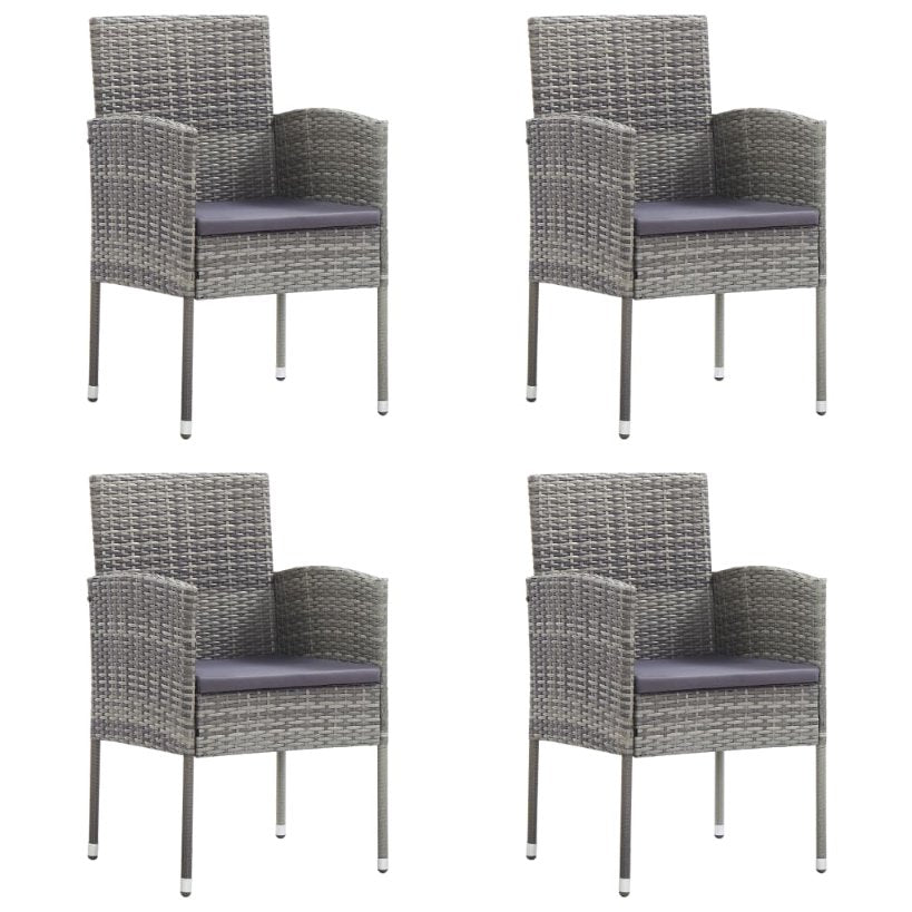 vidaXL Tuinstoelen 2 st met donkergrijze kussens poly rattan grijs - Aashly