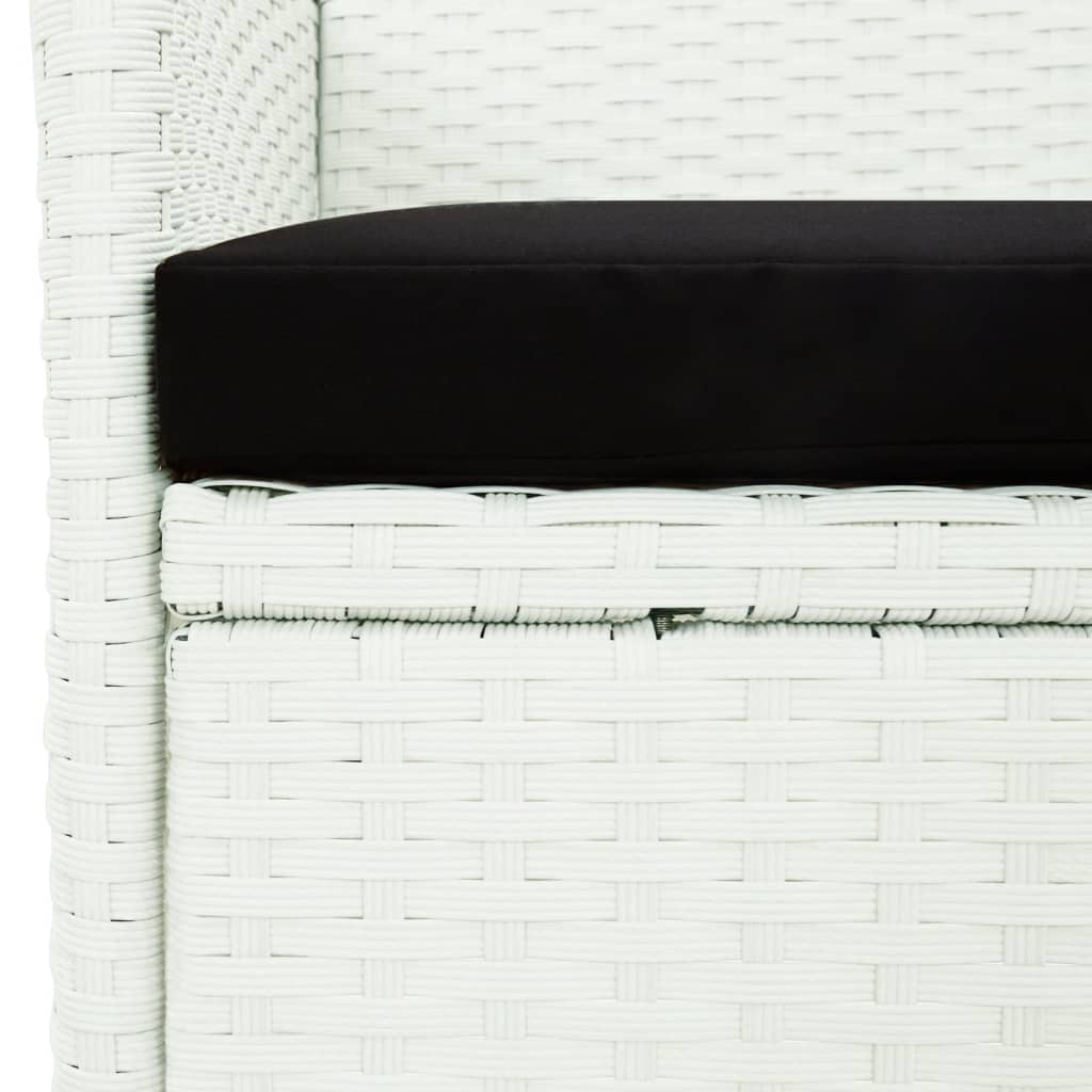 vidaXL 5-delige Tuinset met kussens poly rattan wit