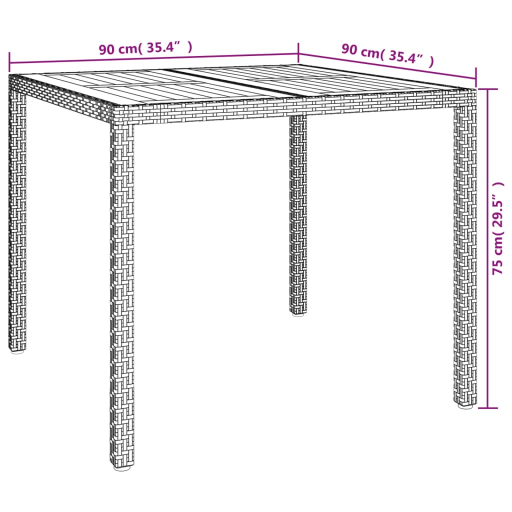 vidaXL 5-delige Tuinset met kussens poly rattan zwart