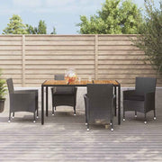 vidaXL 5-delige Tuinset met kussens poly rattan zwart