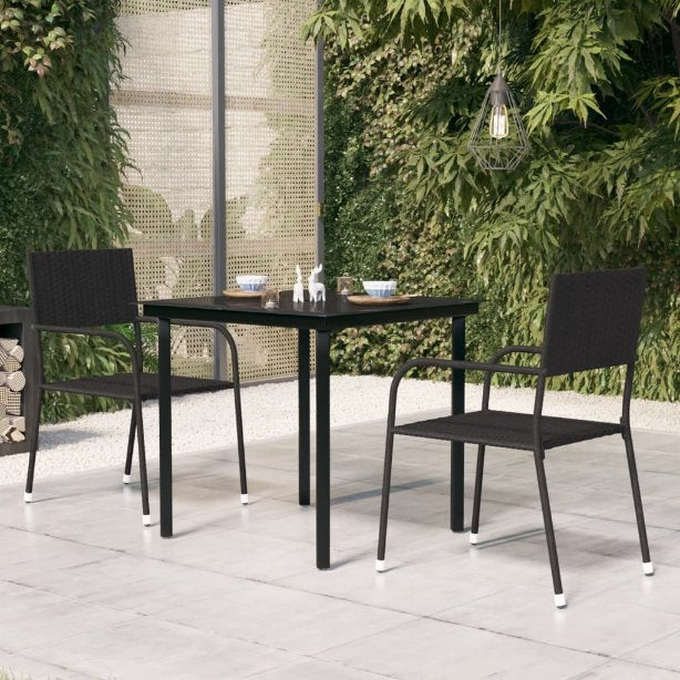 vidaXL Tuintafel 140x70x74 cm staal en glas zwart - Aashly