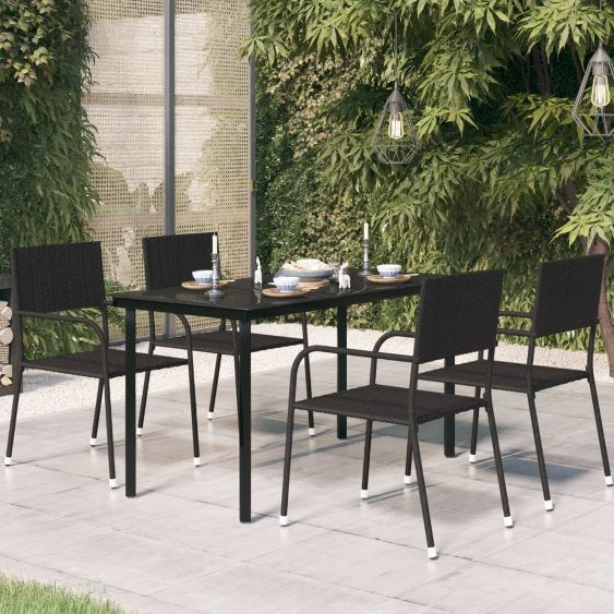 vidaXL Tuintafel 140x70x74 cm staal en glas zwart - Aashly