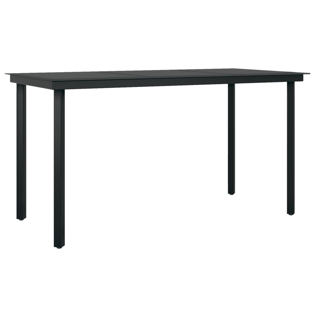 vidaXL Tuintafel 140x70x74 cm staal en glas zwart - Aashly