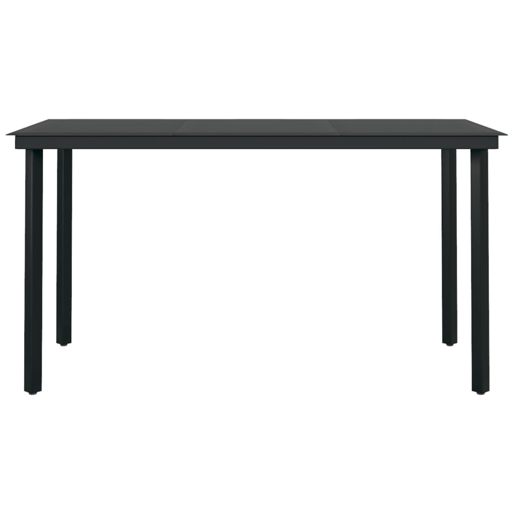 vidaXL Tuintafel 140x70x74 cm staal en glas zwart - Aashly