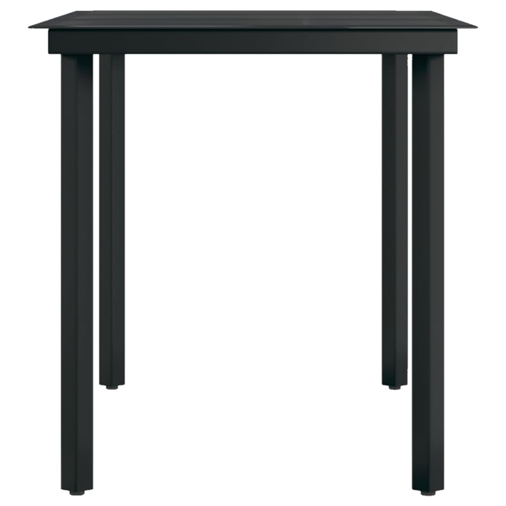 vidaXL Tuintafel 140x70x74 cm staal en glas zwart - Aashly