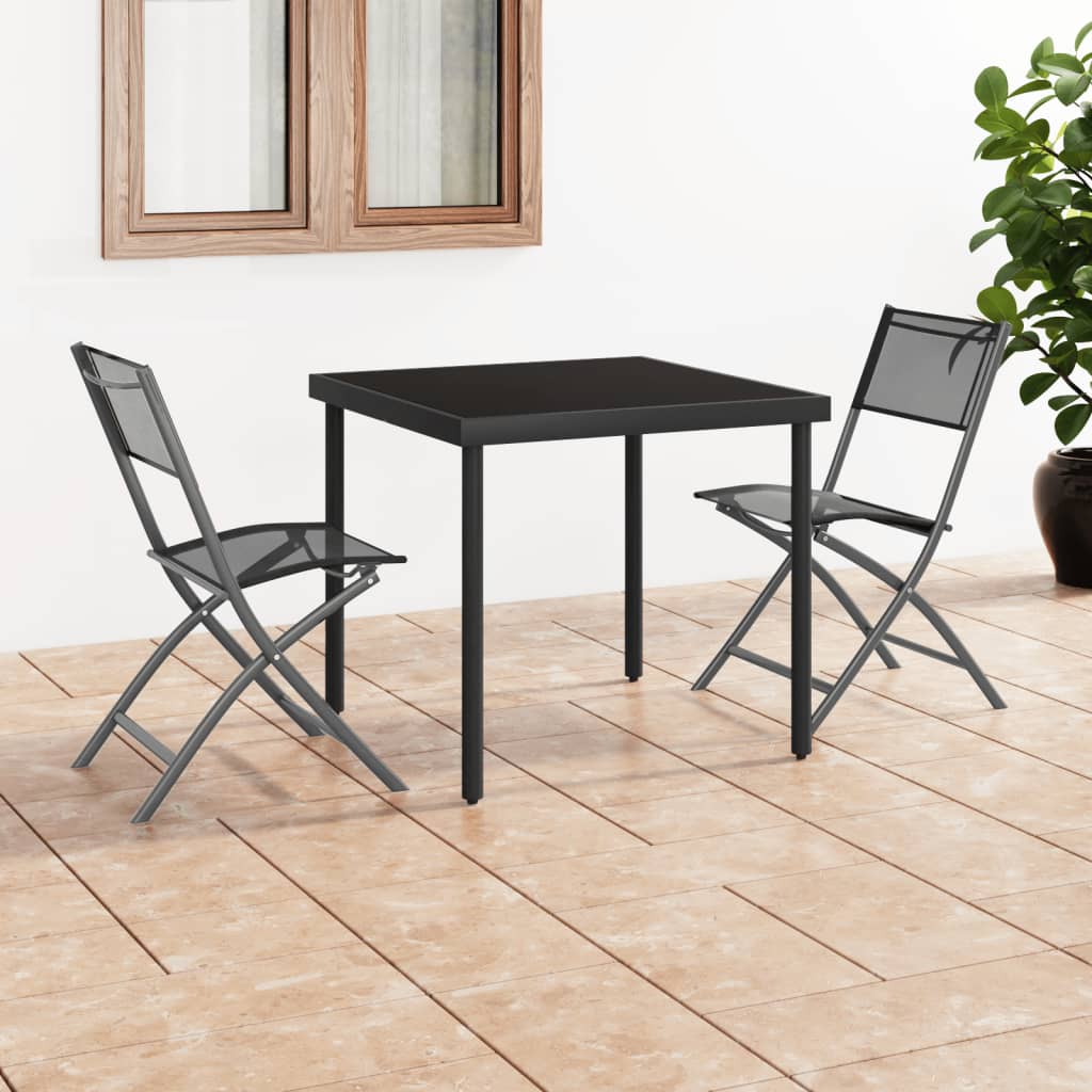 vidaXL Tuinstoelen inklapbaar 2 st staal en textileen zwart - Aashly