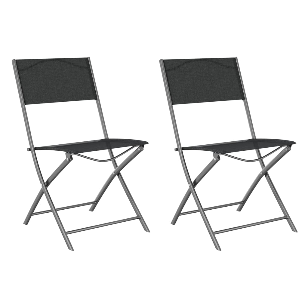 vidaXL Tuinstoelen inklapbaar 2 st staal en textileen zwart - Aashly