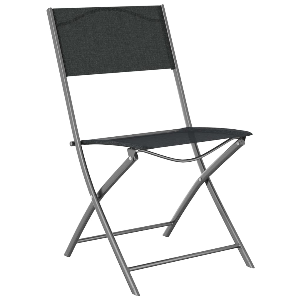 vidaXL Tuinstoelen inklapbaar 2 st staal en textileen zwart - Aashly