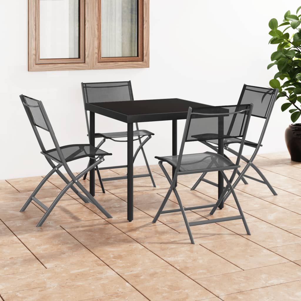 vidaXL Tuinstoelen inklapbaar 2 st staal en textileen zwart - Aashly