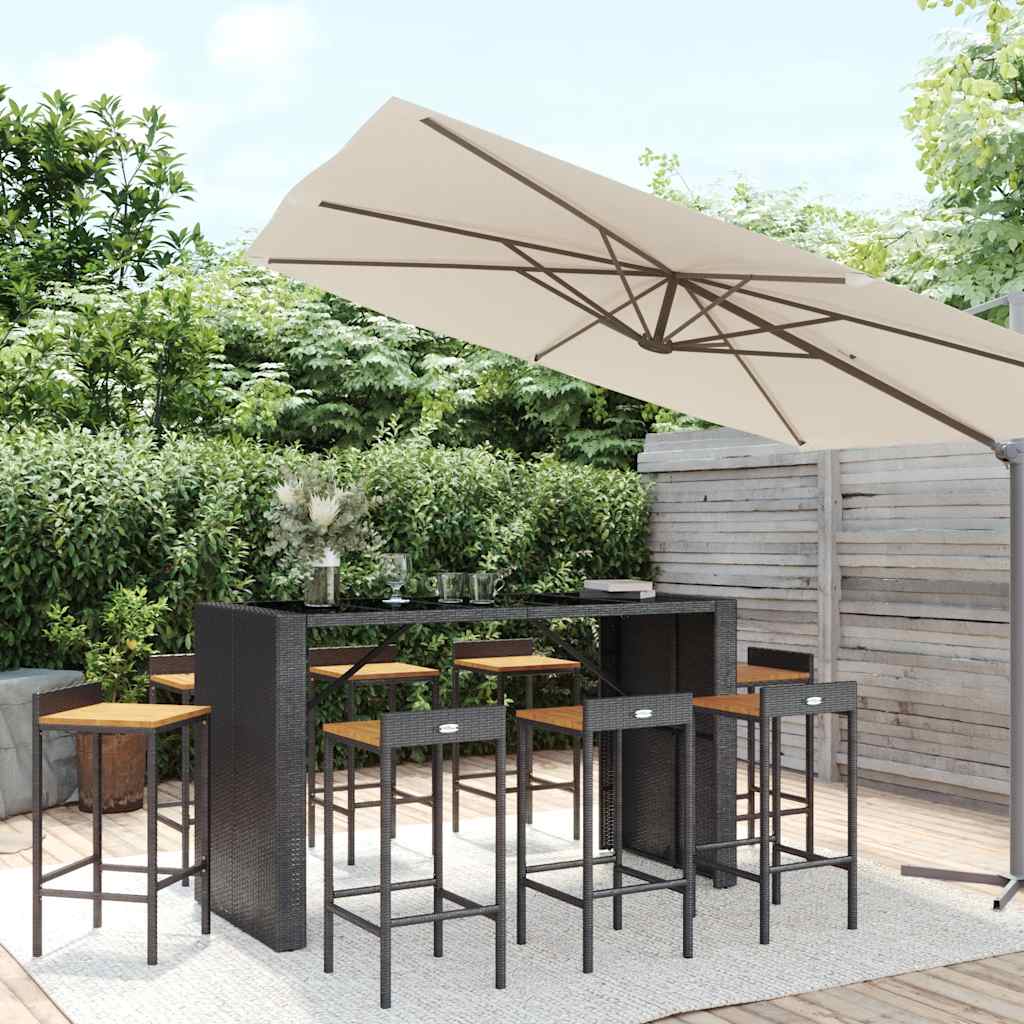 vidaXL 7-delige Tuinbarset poly rattan en massief acaciahout grijs