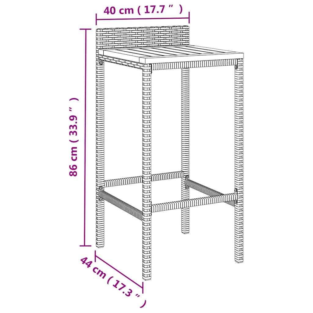 vidaXL 7-delige Tuinbarset poly rattan en massief acaciahout grijs