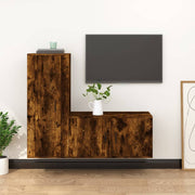 vidaXL 2-piece TV cabinet set, processed wood, smoked oak color