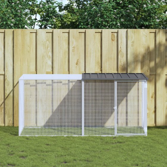 vidaXL Kippenhok met dak 103x98x90 cm gegalvaniseerd staal lichtgrijs - Aashly