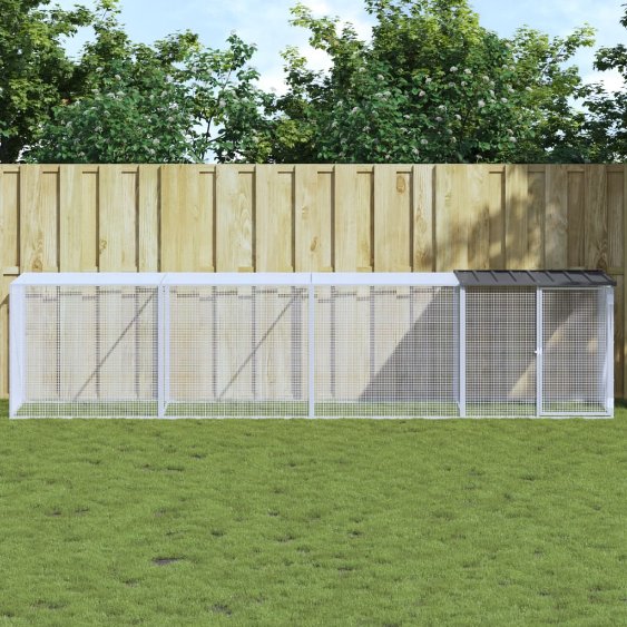 vidaXL Kippenhok met dak 103x98x90 cm gegalvaniseerd staal lichtgrijs - Aashly