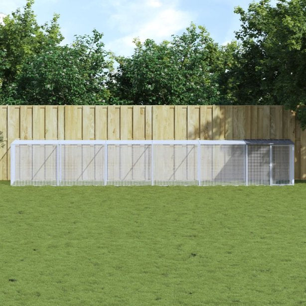 vidaXL Kippenhok met dak 103x98x90 cm gegalvaniseerd staal lichtgrijs - Aashly