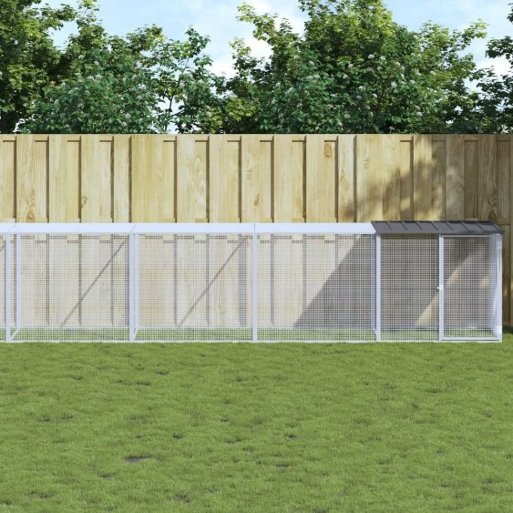 vidaXL Kippenhok met dak 103x98x90 cm gegalvaniseerd staal lichtgrijs - Aashly